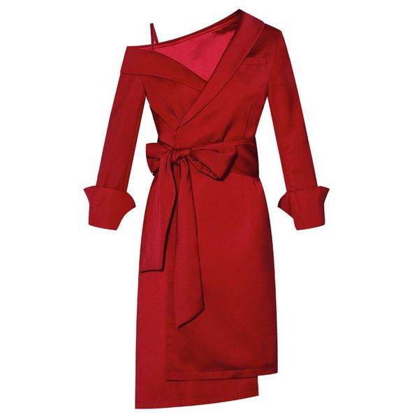 casual dresses single one shoulder strap v neck long sleeved sash belt knee length irregular burgundy dress, Black;gray
casual dresses single one shoulder strap v neck long sleeved sash belt knee length irregular burgundy dress, Black;gray