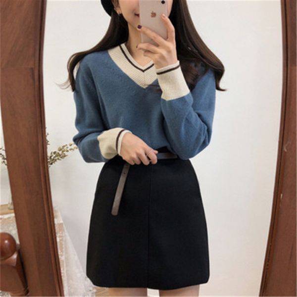 comelwomen 's sweater antumn cashmere korean style stiching colors long-sleeved knitted basic 210515, White
comelwomen 's sweater antumn cashmere korean style stiching colors long-sleeved knitted basic 210515, White