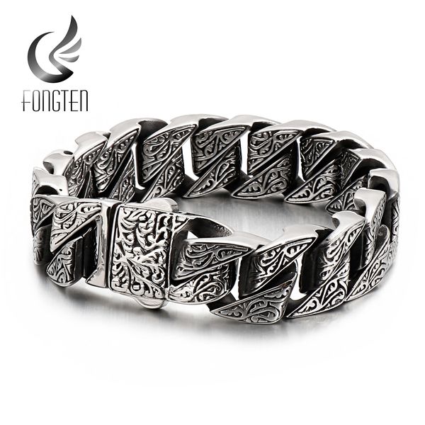 fongten vintage style bracelet mens unique carving cuban link chain stainless steel men bracelets bangle fashion jewelrys, Black
fongten vintage style bracelet mens unique carving cuban link chain stainless steel men bracelets bangle fashion jewelrys, Black