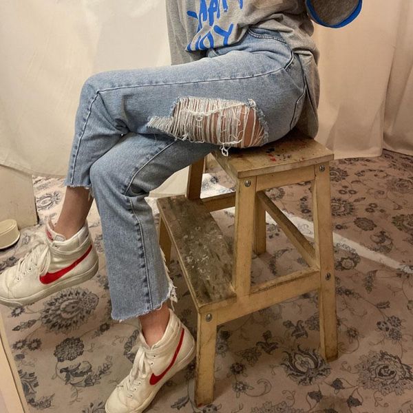 women's jeans vintage ripped holes women high waist harem pants female 2021 spring summer loose denim trousers femme, Blue
women's jeans vintage ripped holes women high waist harem pants female 2021 spring summer loose denim trousers femme, Blue