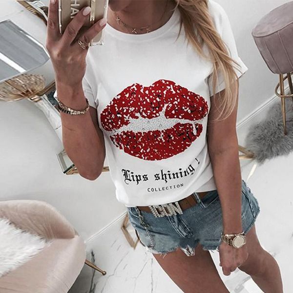 women's t-shirt women summer lip printed t shirt solid white tee short sleeve casual big o neck female
women's t-shirt women summer lip printed t shirt solid white tee short sleeve casual big o neck female