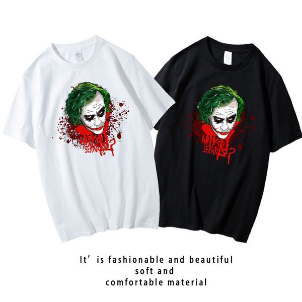 fashion t shirt for women men's loose short sleeve ins net red boys' brand clown half lovers' wear, White
fashion t shirt for women men's loose short sleeve ins net red boys' brand clown half lovers' wear, White