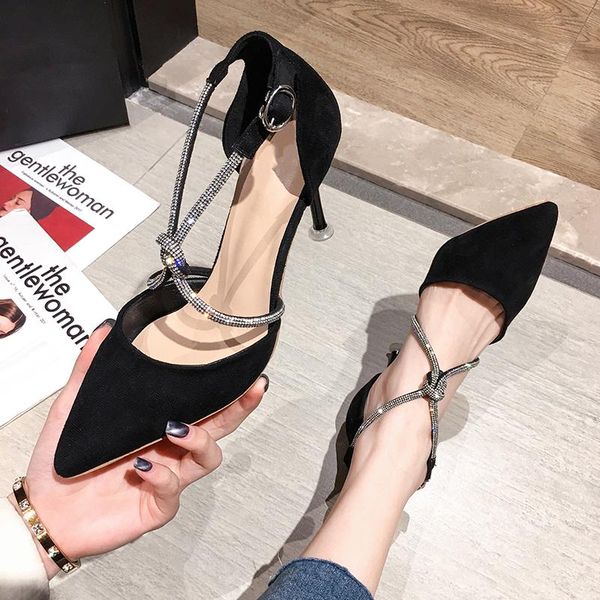 women's shoes pointed sandals 2021 spring fashion rhinestone shiny stiletto heels, Black
women's shoes pointed sandals 2021 spring fashion rhinestone shiny stiletto heels, Black