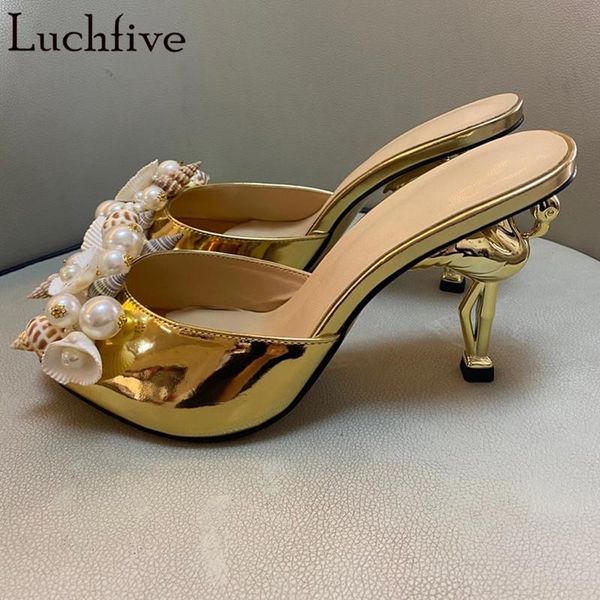 shell pearls peep toe slippers strange bird heels shoes woman big size ladies slides gold leather party, Black
shell pearls peep toe slippers strange bird heels shoes woman big size ladies slides gold leather party, Black