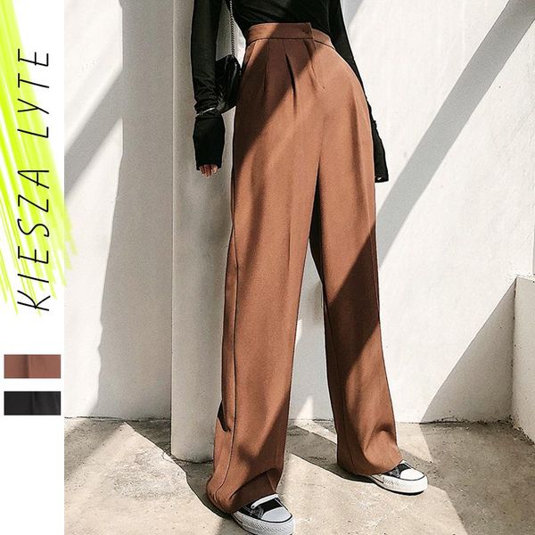 women's pants & capris casual suit pocket loose straight tube wide legs thin long ladies trouser high street, Black;white
women's pants & capris casual suit pocket loose straight tube wide legs thin long ladies trouser high street, Black;white