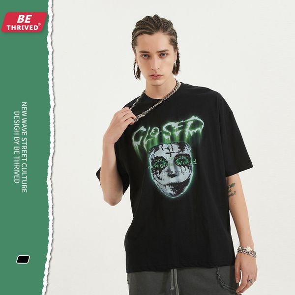 be men's wear 2021 summer new devil clown mask printed short sve high street lazy wind loose brand t-shirt, White;black
be men's wear 2021 summer new devil clown mask printed short sve high street lazy wind loose brand t-shirt, White;black