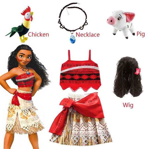 kids girls clothes cosplay princess dress moana children vaiana party costume dresses with necklace pet pig chick girl set, Red;yellow
kids girls clothes cosplay princess dress moana children vaiana party costume dresses with necklace pet pig chick girl set, Red;yellow
