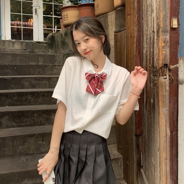 women's blouses & shirts ulzzang japanese college style chic sliod kawaii short-sleeved tie bow shirt female harajuku clothes for women, White
women's blouses & shirts ulzzang japanese college style chic sliod kawaii short-sleeved tie bow shirt female harajuku clothes for women, White