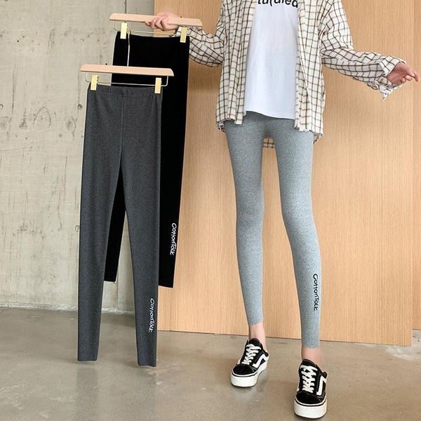 women's leggings spring autumn style cotton embroidery screw thread high waist large size gray thin women sport trend, Black
women's leggings spring autumn style cotton embroidery screw thread high waist large size gray thin women sport trend, Black