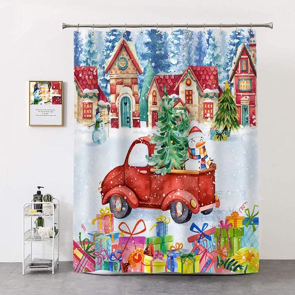 christmas shower curtain farmhouse red truck with green tree in the snow waterproof fabric bathroom decor set with hooks 72 x 72
christmas shower curtain farmhouse red truck with green tree in the snow waterproof fabric bathroom decor set with hooks 72 x 72