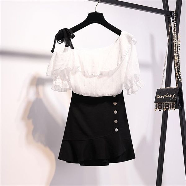 sweet one shoulder suit korea women tracksuits chiffon summer blouse shirt mini bodycon skirt cute two piece dress sets, Gray
sweet one shoulder suit korea women tracksuits chiffon summer blouse shirt mini bodycon skirt cute two piece dress sets, Gray
