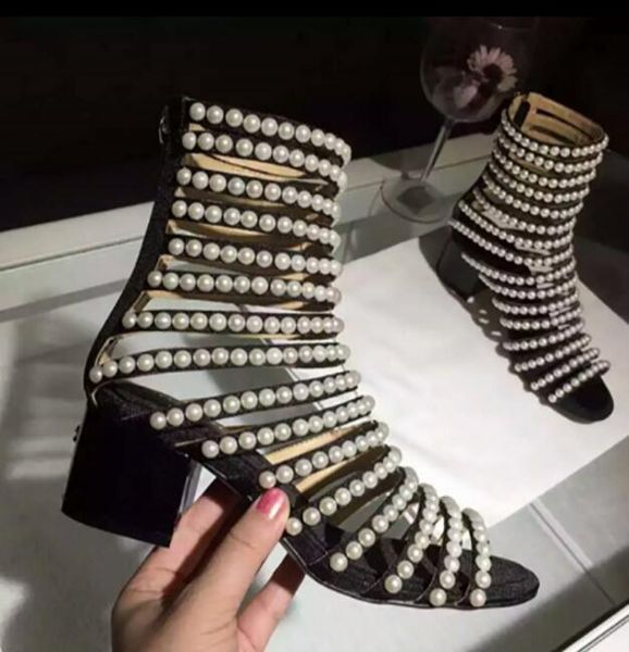 black square heels ankle boots pearl chain studded leather shoes women strap sandal summer bota feminina sandals
black square heels ankle boots pearl chain studded leather shoes women strap sandal summer bota feminina sandals