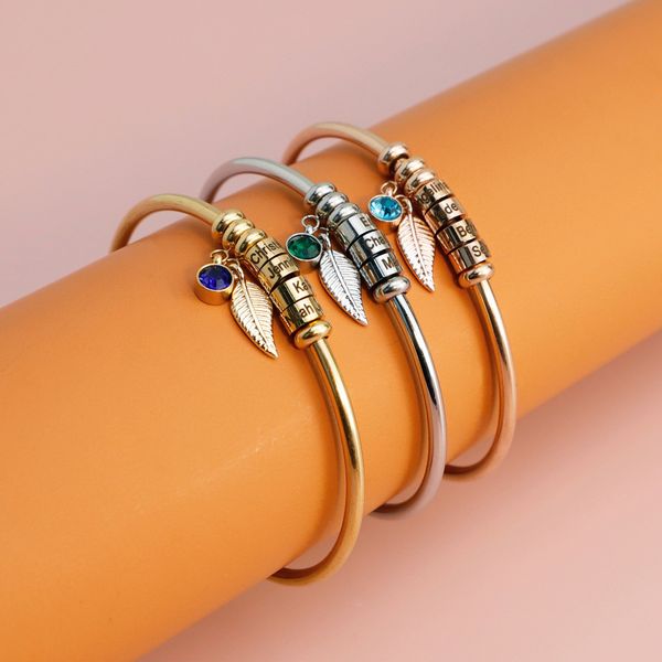 personalise women stainless steel bracelet bohemia leaf/twelve months birthday stone bangle custom 1-7 name beads jewelry, Golden;silver
personalise women stainless steel bracelet bohemia leaf/twelve months birthday stone bangle custom 1-7 name beads jewelry, Golden;silver