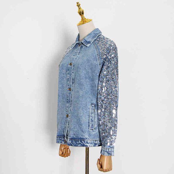 loose denim patchwork sequin jacket for women lapel long sleeve casual jackets female fashion clothing spring, Black;brown
loose denim patchwork sequin jacket for women lapel long sleeve casual jackets female fashion clothing spring, Black;brown