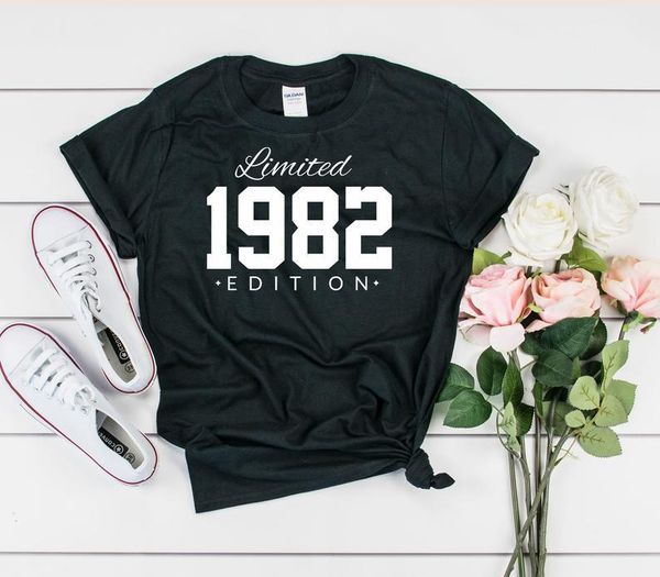 women's t-shirt limited edition 1982 birthday t-shirt, party shirt can be customized for any year. summer casual unisex, White
women's t-shirt limited edition 1982 birthday t-shirt, party shirt can be customized for any year. summer casual unisex, White