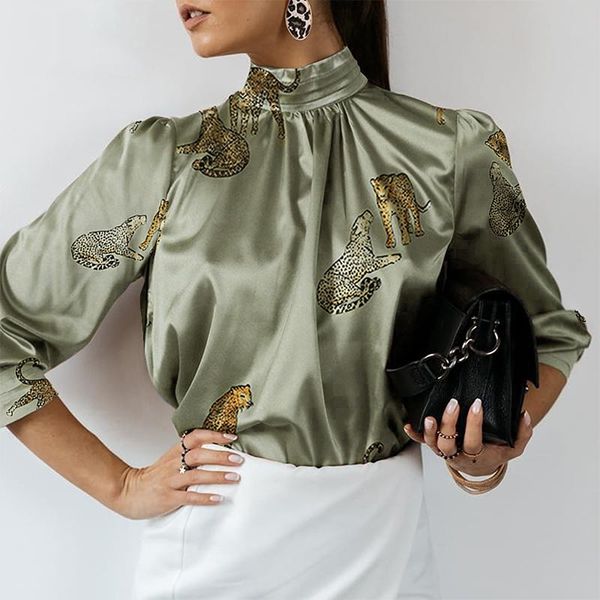 women's blouses & shirts fashion leopard print ladies 2021 autumn women elegant stand-up collar blouse casual long sleeve daily loose, White
women's blouses & shirts fashion leopard print ladies 2021 autumn women elegant stand-up collar blouse casual long sleeve daily loose, White