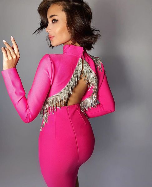 dress pink black white winter fashion backless diamonds tassel rayon bandage evening party dress, Black;gray
dress pink black white winter fashion backless diamonds tassel rayon bandage evening party dress, Black;gray