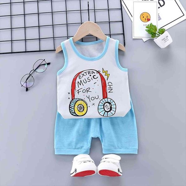 2 pieces set summer children girls boys clothes cotton cute cartoon sleeveless vests short clothing sets for kids casual, White
2 pieces set summer children girls boys clothes cotton cute cartoon sleeveless vests short clothing sets for kids casual, White