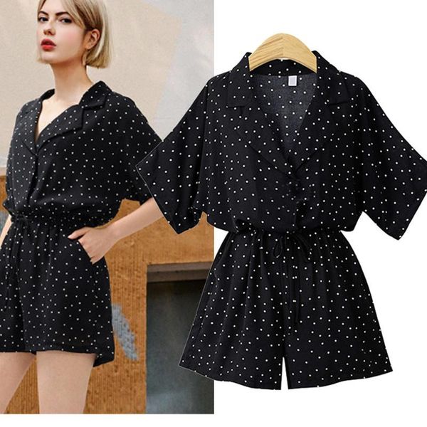 women's jumpsuits & rompers vintage polka dot playsuit summer bohemian beach overalls black v neck jumpsuit women short sleeve romper s, Black;white
women's jumpsuits & rompers vintage polka dot playsuit summer bohemian beach overalls black v neck jumpsuit women short sleeve romper s, Black;white