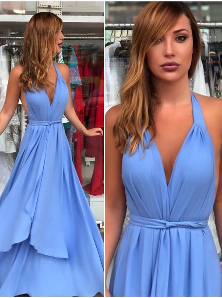 light sky blue prom dresses sleeveless evening gown with sashes women backless halter party cocktail dress vestidos de gala, White;black
light sky blue prom dresses sleeveless evening gown with sashes women backless halter party cocktail dress vestidos de gala, White;black