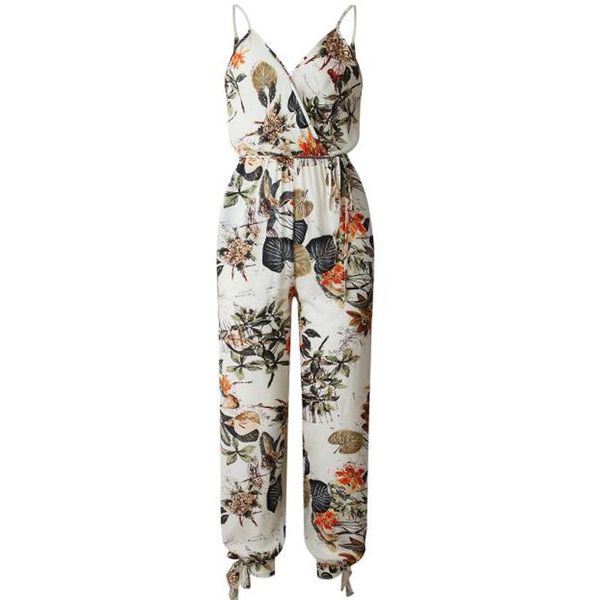 women's jumpsuits & rompers 2021 v neck bodysuits women with belt body femme feminino floral print playsuit spring summer jumpsuit, Black;white 
women's jumpsuits & rompers 2021 v neck bodysuits women with belt body femme feminino floral print playsuit spring summer jumpsuit, Black;white
