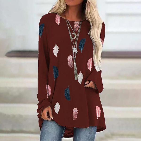 women's t-shirt 2021 fasion long sweater with colorful feather print women leisure long-sleeved pullover o-neck loose ropa de mujer, White
women's t-shirt 2021 fasion long sweater with colorful feather print women leisure long-sleeved pullover o-neck loose ropa de mujer, White