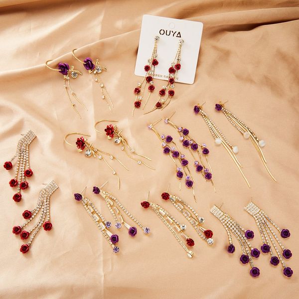 selling temperament long tassel stud earrings rose women's super fairy earring wholesale, Golden;silver
selling temperament long tassel stud earrings rose women's super fairy earring wholesale, Golden;silver