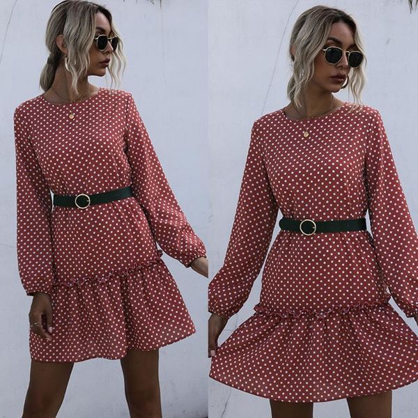 women polka dot printing long sleeves dress round neck pullover sundress casual dresses, Black;gray
women polka dot printing long sleeves dress round neck pullover sundress casual dresses, Black;gray