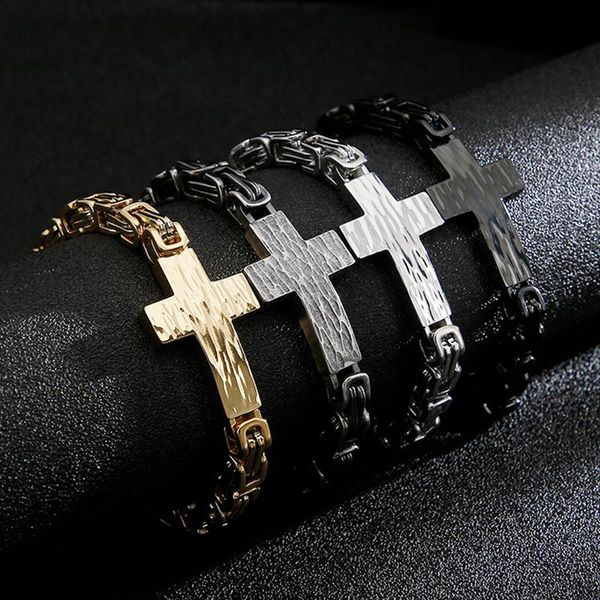 link, chain punk vintage classic charm biker cross bracelets for men hiphop stainless steel byzantine link bracelet armband jewelry, Black
link, chain punk vintage classic charm biker cross bracelets for men hiphop stainless steel byzantine link bracelet armband jewelry, Black