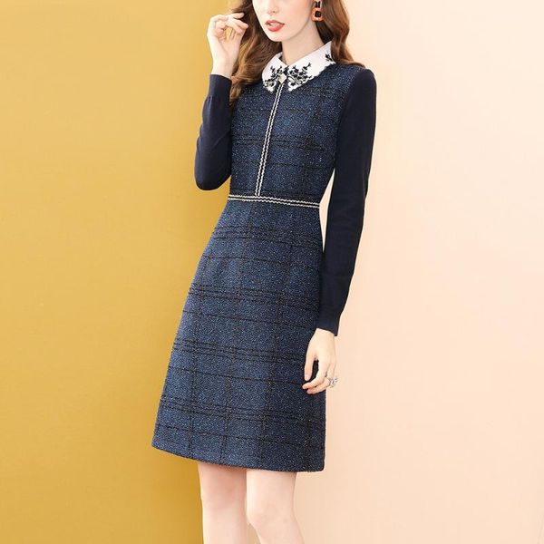 casual dresses deep blue wool winter party a-line women dress turn down collar rmoatic female tweed plaid 2021 design, Black;gray
casual dresses deep blue wool winter party a-line women dress turn down collar rmoatic female tweed plaid 2021 design, Black;gray