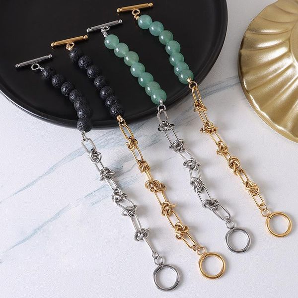 beaded, strands style titanium steel jewelry knot chain natural stone aventurine pelelith bracelet for women girl trendy gift, Black
beaded, strands style titanium steel jewelry knot chain natural stone aventurine pelelith bracelet for women girl trendy gift, Black