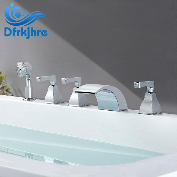 dfrkjhre bathtub faucet handshower bathroom basin nickel waterfall 5pc deck mounted washbasin cold and water 3handles shower sets
dfrkjhre bathtub faucet handshower bathroom basin nickel waterfall 5pc deck mounted washbasin cold and water 3handles shower sets