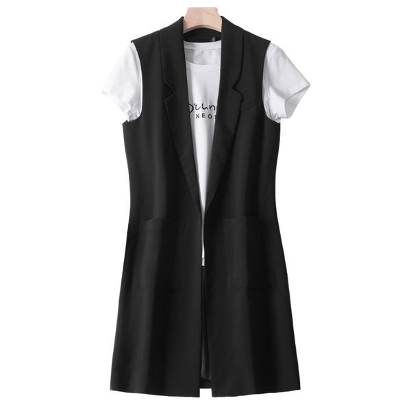 women's vests spring and autumn self-cultivation sleeveless suit horse clip fashion long vest for women, Black;white
women's vests spring and autumn self-cultivation sleeveless suit horse clip fashion long vest for women, Black;white