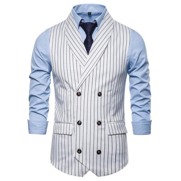 men's vests mens waistcoat stripe vest suit v-neck white casual career crop business office formal outerwear for wedding man, Black;white
men's vests mens waistcoat stripe vest suit v-neck white casual career crop business office formal outerwear for wedding man, Black;white