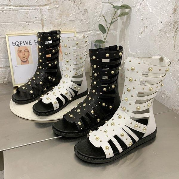 boots woman cool rivets rome style sandals ladies cut-outs back zipper knee high girls peep toe cover heels shoes, Black
boots woman cool rivets rome style sandals ladies cut-outs back zipper knee high girls peep toe cover heels shoes, Black