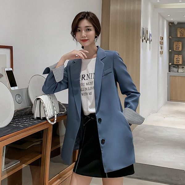 women's suits & blazers 2021 spring korean style small suit mid-length long-sleeved jacket retro women, White;black
women's suits & blazers 2021 spring korean style small suit mid-length long-sleeved jacket retro women, White;black