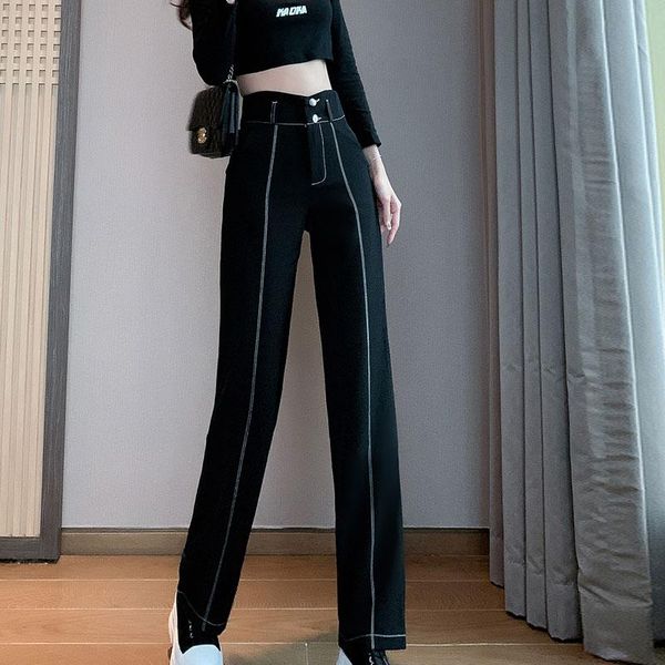 women's pants & capris 2021 autumn winter woman suit high waist wide leg wild loose straight temperament drape mopping trousers, Black;white
women's pants & capris 2021 autumn winter woman suit high waist wide leg wild loose straight temperament drape mopping trousers, Black;white