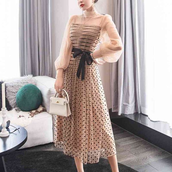 fashion spring long lantern sleeve dress turtleneck women patchwork dot khaki mesh office party dresses with belt 210514, Black;gray
fashion spring long lantern sleeve dress turtleneck women patchwork dot khaki mesh office party dresses with belt 210514, Black;gray