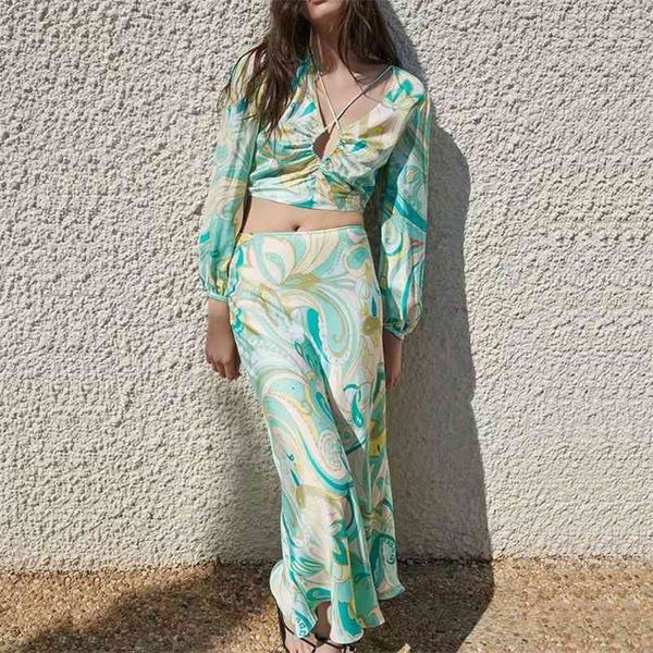 women summer vintage print suits 2-piece sets za long sleeve short blouses and skirts female fashion street clothing 210513, White
women summer vintage print suits 2-piece sets za long sleeve short blouses and skirts female fashion street clothing 210513, White