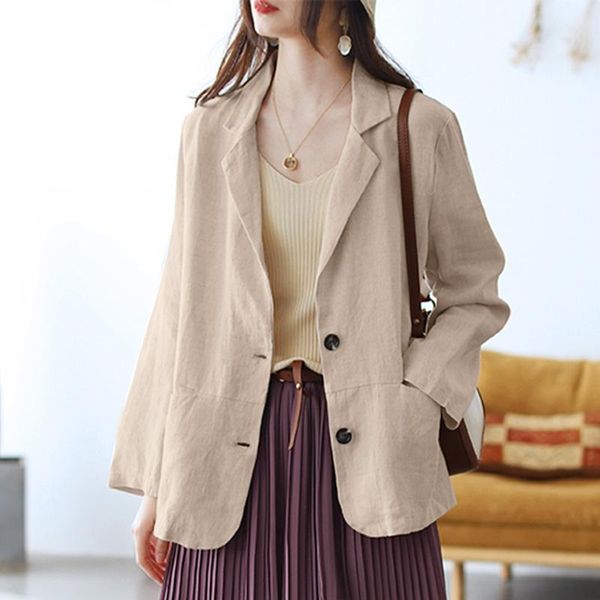 women's suits & blazers elegant solid outwear 2022 autumn cotton linen office coats casual lady lapel long leeve cardigans womens fas, White;black
women's suits & blazers elegant solid outwear 2022 autumn cotton linen office coats casual lady lapel long leeve cardigans womens fas, White;black