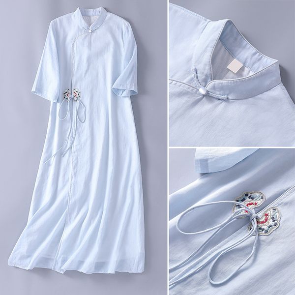 luxury casual dresses improved tea fairy chine summer zen embroidery national style literary loose cheongsam drs, Black;gray
luxury casual dresses improved tea fairy chine summer zen embroidery national style literary loose cheongsam drs, Black;gray