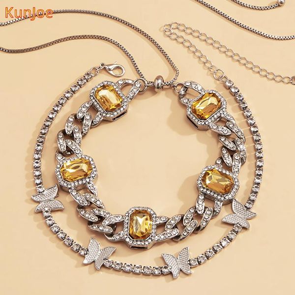 kunjoe hip hop iced out paved rhinestone necklace geometric yellow color crystal choker butterfly pendant chain rapper jewelry chains, Silver
kunjoe hip hop iced out paved rhinestone necklace geometric yellow color crystal choker butterfly pendant chain rapper jewelry chains, Silver