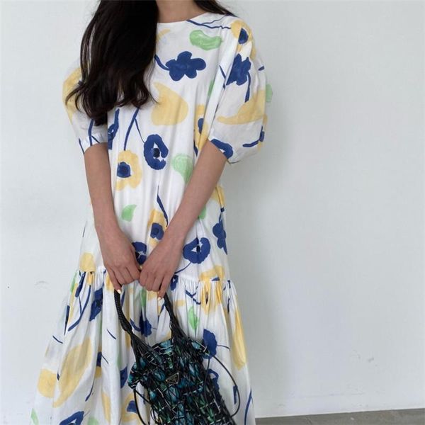 casual dresses retro flowers age-reducing long loose dress, Black;gray 
casual dresses retro flowers age-reducing long loose dress, Black;gray