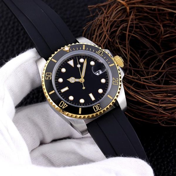 wristwatches men automatic mechanical watch silver gold black green stainless steel ceramic bezel sapphire rubber sport, Slivery;brown 
wristwatches men automatic mechanical watch silver gold black green stainless steel ceramic bezel sapphire rubber sport, Slivery;brown