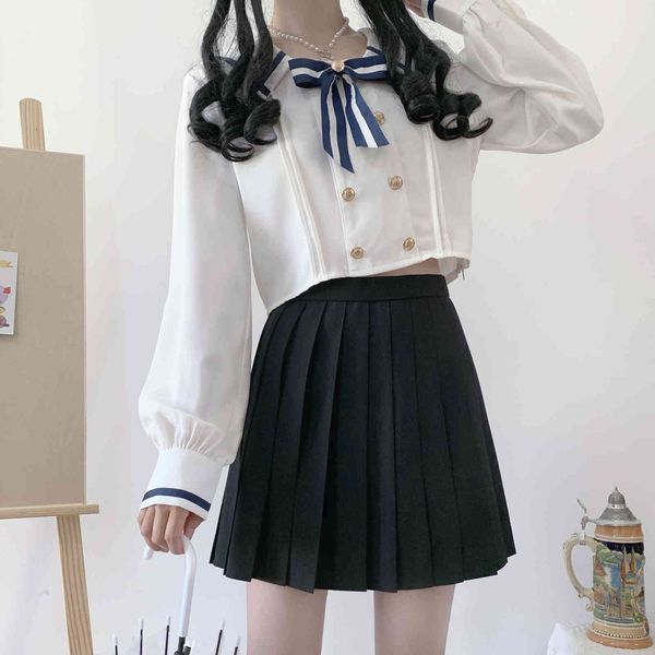 shirt autumn long sleeve preppy double bow sleeves breasted sweet women's blouses, White
shirt autumn long sleeve preppy double bow sleeves breasted sweet women's blouses, White