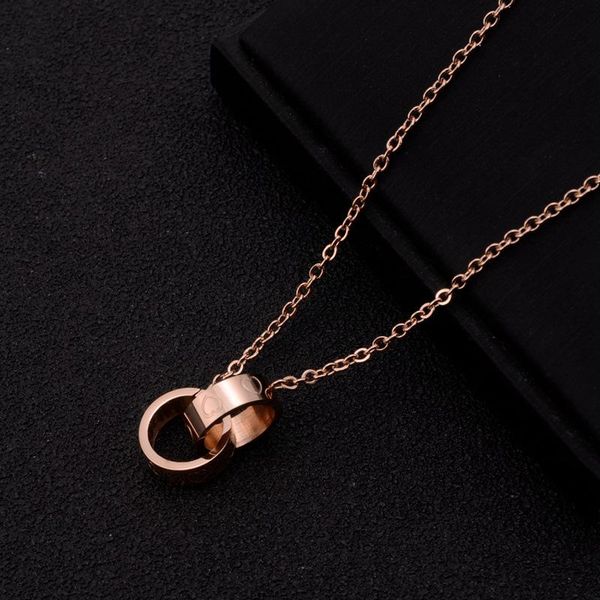 chains necklace double ring pendant screw stainless steel jewelry fashion female rose gold clavicle chain, Silver
chains necklace double ring pendant screw stainless steel jewelry fashion female rose gold clavicle chain, Silver