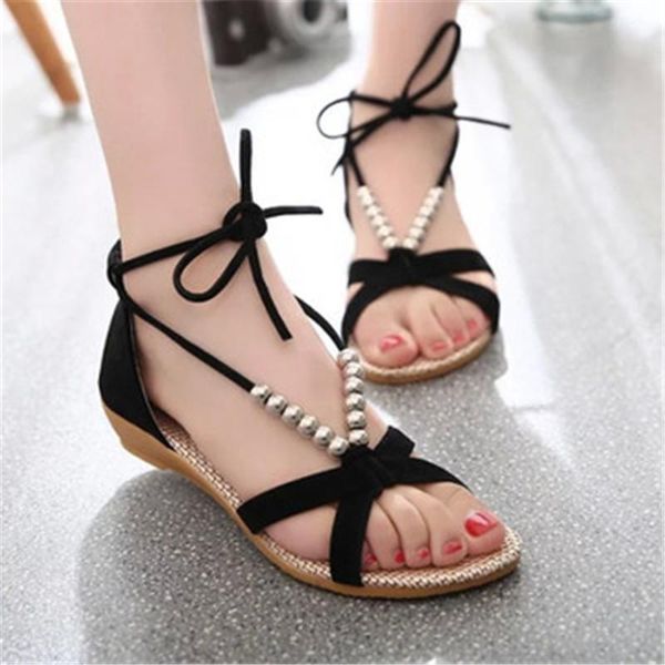 summer wedges heels women's sandals fashion lace-up string bead shoes solid color female, Black
summer wedges heels women's sandals fashion lace-up string bead shoes solid color female, Black