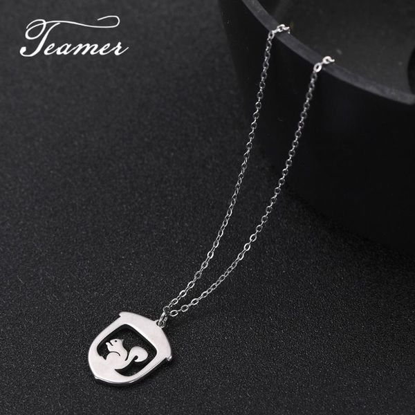 pendant necklaces teamer little squirre in the pinecone necklace cute lucky animal stainless steel fashion korean jewelry women, Silver 
pendant necklaces teamer little squirre in the pinecone necklace cute lucky animal stainless steel fashion korean jewelry women, Silver