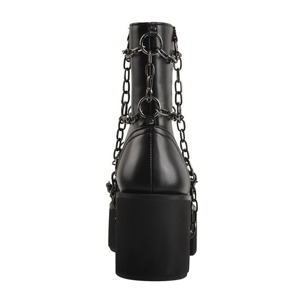 chunky high heels for women matte black platform round toe metal chain decoration ankle booties zipper big size
chunky high heels for women matte black platform round toe metal chain decoration ankle booties zipper big size