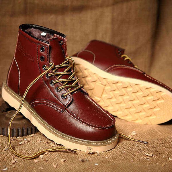 red retro leather boots men fur warm winter boots comfort british style big size outdoor work boots for men botas de hombre 220105, Black;brown
red retro leather boots men fur warm winter boots comfort british style big size outdoor work boots for men botas de hombre 220105, Black;brown
